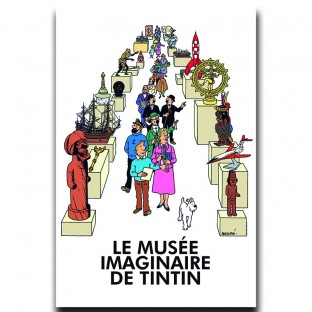 Figura de resina Tintín sujetando todos sus álbumes